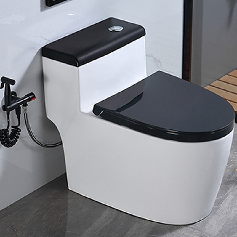 Floor Mount Toilet Black and White Toilet with Siphon Jet Water-saving Function 16"L x 28"W x 24"H Black Clearhalo 'Bathroom Remodel & Bathroom Fixtures' 'Home Improvement' 'home_improvement' 'home_improvement_toilets' 'Toilets & Bidets' 'Toilets' 6038143