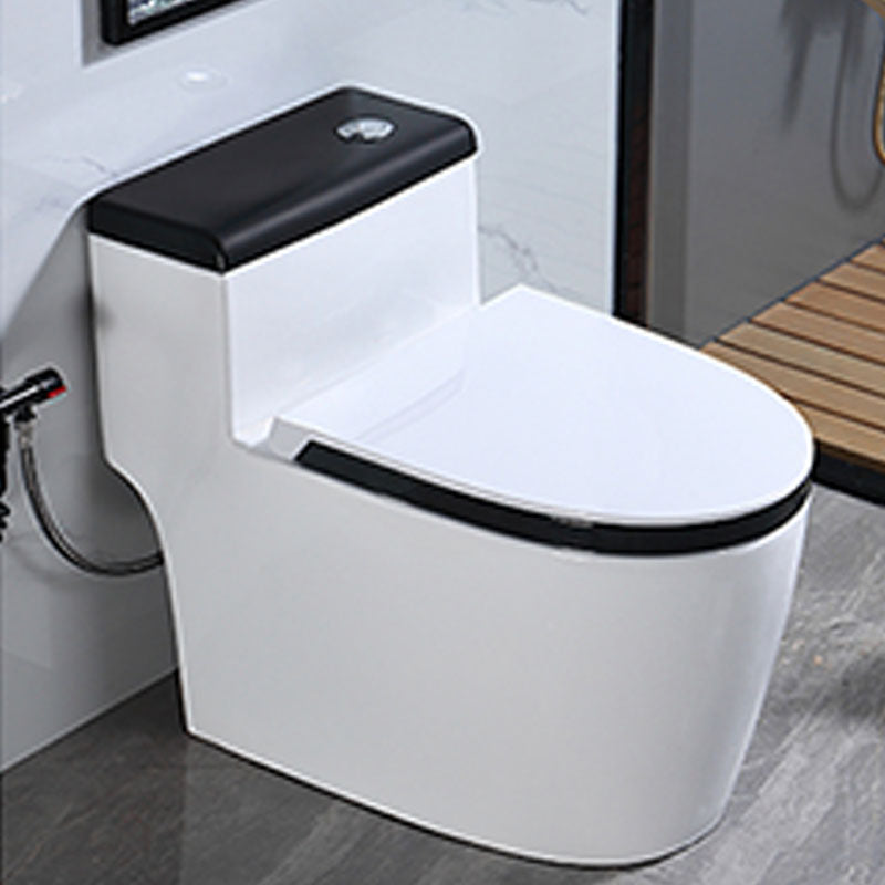 Floor Mount Toilet Black and White Toilet with Siphon Jet Water-saving Function 16"L x 28"W x 24"H White Clearhalo 'Bathroom Remodel & Bathroom Fixtures' 'Home Improvement' 'home_improvement' 'home_improvement_toilets' 'Toilets & Bidets' 'Toilets' 6038144