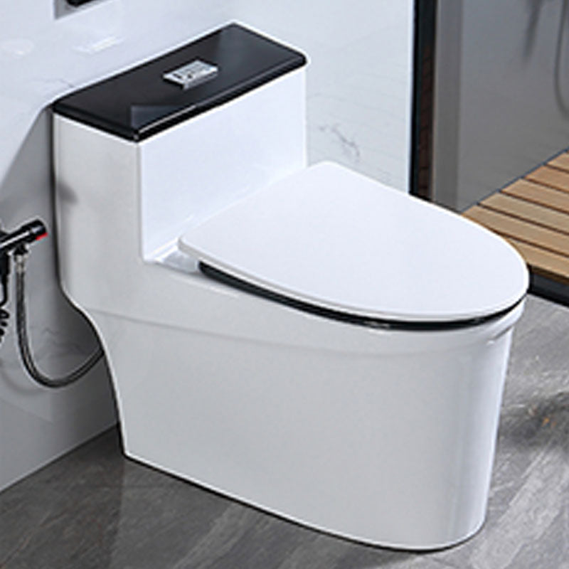 Floor Mount Toilet Black and White Toilet with Siphon Jet Water-saving Function 17"L x 28"W x 25"H White Clearhalo 'Bathroom Remodel & Bathroom Fixtures' 'Home Improvement' 'home_improvement' 'home_improvement_toilets' 'Toilets & Bidets' 'Toilets' 6038148
