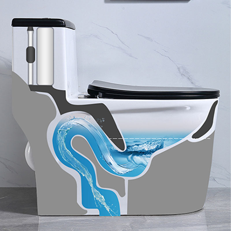 Floor Mount Toilet Black and White Toilet with Siphon Jet Water-saving Function Clearhalo 'Bathroom Remodel & Bathroom Fixtures' 'Home Improvement' 'home_improvement' 'home_improvement_toilets' 'Toilets & Bidets' 'Toilets' 6038151
