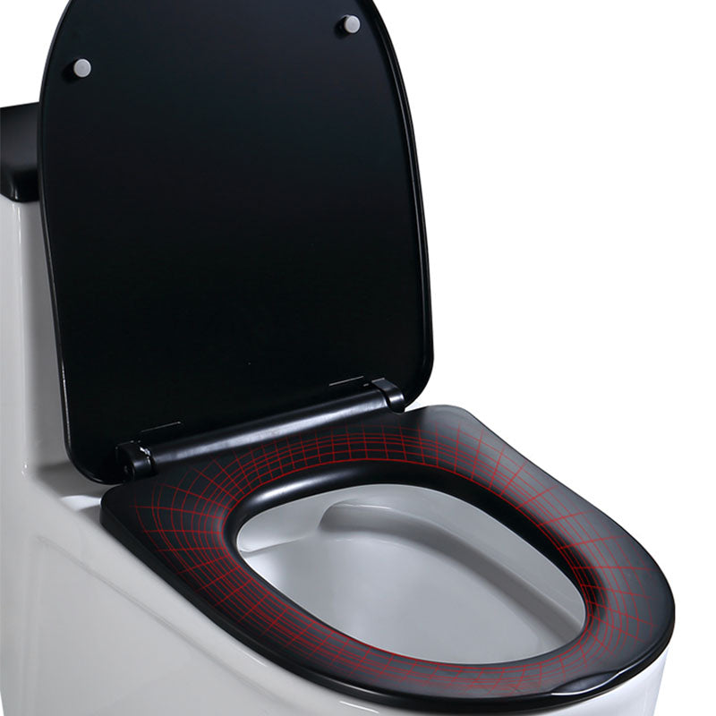 Floor Mount Toilet Black and White Toilet with Siphon Jet Water-saving Function Clearhalo 'Bathroom Remodel & Bathroom Fixtures' 'Home Improvement' 'home_improvement' 'home_improvement_toilets' 'Toilets & Bidets' 'Toilets' 6038152