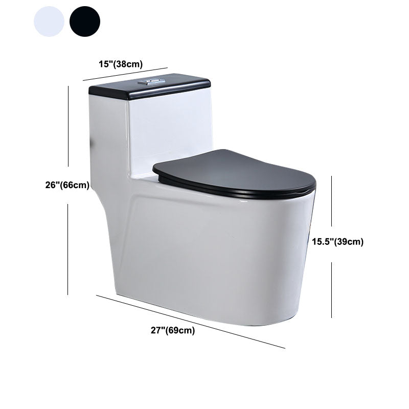 Floor Mount Toilet Black and White Toilet with Siphon Jet Water-saving Function Clearhalo 'Bathroom Remodel & Bathroom Fixtures' 'Home Improvement' 'home_improvement' 'home_improvement_toilets' 'Toilets & Bidets' 'Toilets' 6038158