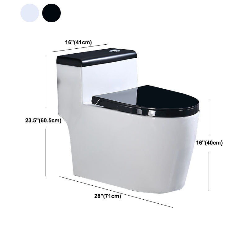 Floor Mount Toilet Black and White Toilet with Siphon Jet Water-saving Function Clearhalo 'Bathroom Remodel & Bathroom Fixtures' 'Home Improvement' 'home_improvement' 'home_improvement_toilets' 'Toilets & Bidets' 'Toilets' 6038159