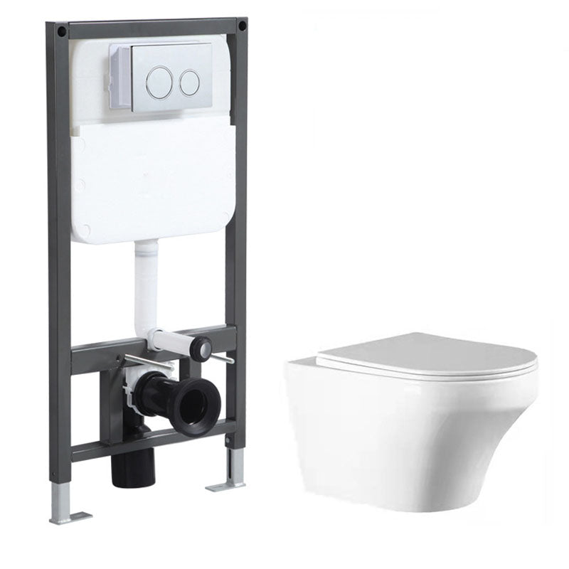 Wall-mounted Toilet Household In-wall Hidden Water Tank Concealed Hanging Toilet 14"L x 22"W x 14"H Toilet with High Tanker Clearhalo 'Bathroom Remodel & Bathroom Fixtures' 'Home Improvement' 'home_improvement' 'home_improvement_toilets' 'Toilets & Bidets' 'Toilets' 6038175