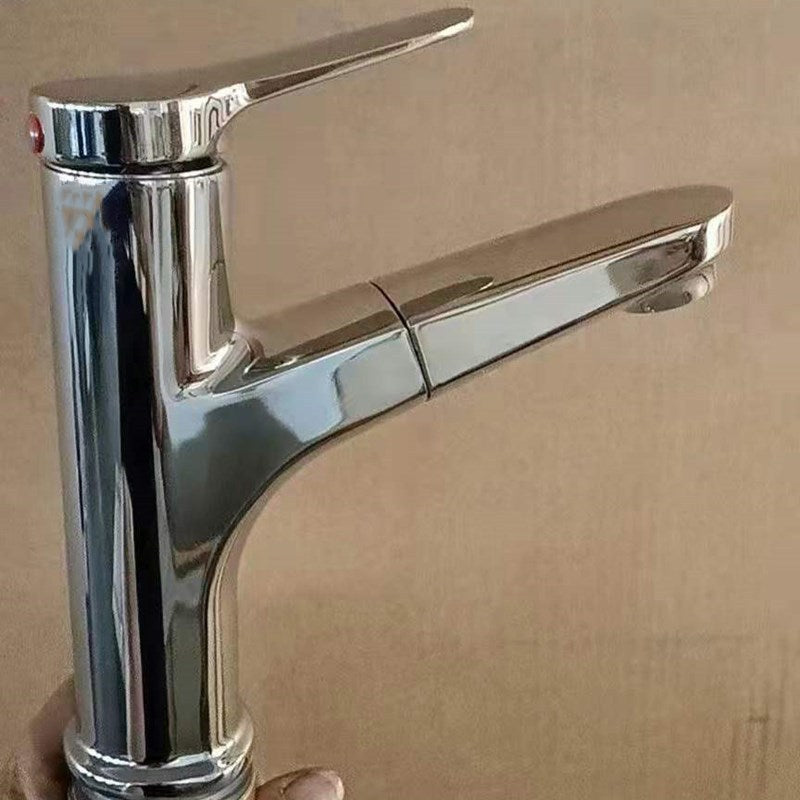 Modern Style Vessel Sink Faucet Lever Handle Copper Retractable Low Arc Vessel Faucet Clearhalo 'bathroom_sink_faucets' 'Conjunta de Baño y Conjunta de Grifo' 'Coronamiento de Baño y Dispositivo de Baño' 'Grifo del lavabo del baño' 'Hogar' 'home_improvement' 'home_improvement_bathroom_sink_faucets' 'Mejoras para el hogar' 6039627