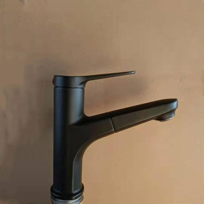 Modern Style Vessel Sink Faucet Lever Handle Copper Retractable Low Arc Vessel Faucet Clearhalo 'bathroom_sink_faucets' 'Conjunta de Baño y Conjunta de Grifo' 'Coronamiento de Baño y Dispositivo de Baño' 'Grifo del lavabo del baño' 'Hogar' 'home_improvement' 'home_improvement_bathroom_sink_faucets' 'Mejoras para el hogar' 6039634