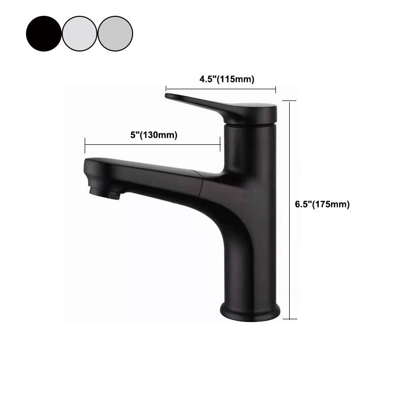 Modern Style Vessel Sink Faucet Lever Handle Copper Retractable Low Arc Vessel Faucet Clearhalo 'bathroom_sink_faucets' 'Conjunta de Baño y Conjunta de Grifo' 'Coronamiento de Baño y Dispositivo de Baño' 'Grifo del lavabo del baño' 'Hogar' 'home_improvement' 'home_improvement_bathroom_sink_faucets' 'Mejoras para el hogar' 6039641