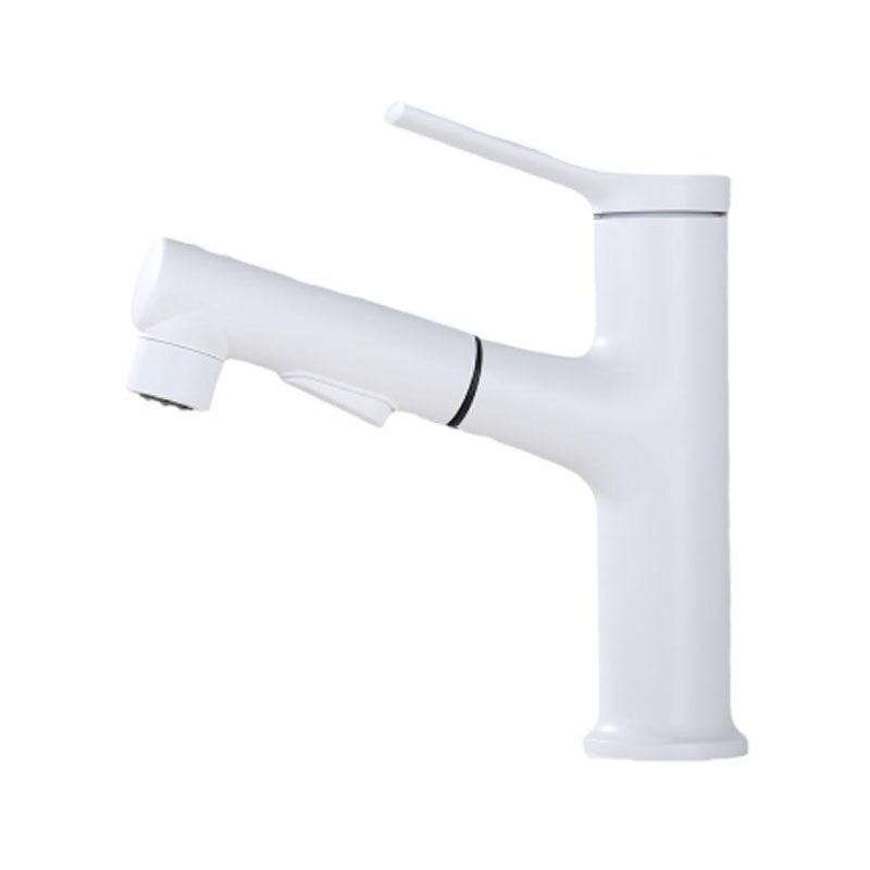 Contemporary Single Handle Faucet Pull-out Sink Faucet with Lever Handle Clearhalo 'Bathroom Remodel & Bathroom Fixtures' 'Bathroom Sink Faucets' 'Bathroom Sinks & Faucet Components' 'bathroom_sink_faucets' 'Home Improvement' 'home_improvement' 'home_improvement_bathroom_sink_faucets' 6039646