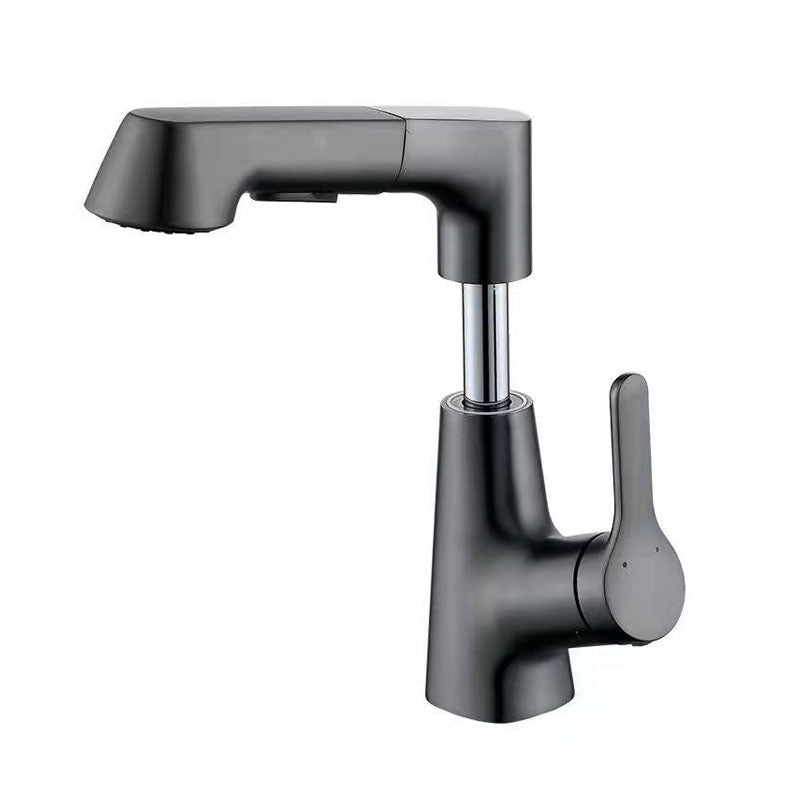 Modern Vessel Sink Faucet Lever Handle Copper Low Arc Retractable Vessel Faucet Clearhalo 'Bathroom Remodel & Bathroom Fixtures' 'Bathroom Sink Faucets' 'Bathroom Sinks & Faucet Components' 'bathroom_sink_faucets' 'Home Improvement' 'home_improvement' 'home_improvement_bathroom_sink_faucets' 6039801