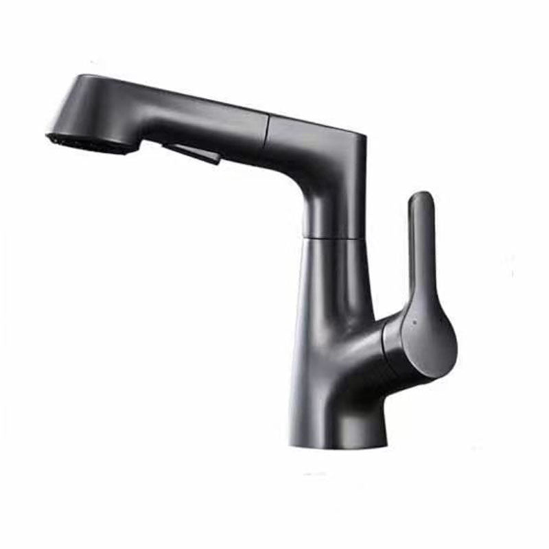 Modern Vessel Sink Faucet Lever Handle Copper Low Arc Retractable Vessel Faucet Clearhalo 'Bathroom Remodel & Bathroom Fixtures' 'Bathroom Sink Faucets' 'Bathroom Sinks & Faucet Components' 'bathroom_sink_faucets' 'Home Improvement' 'home_improvement' 'home_improvement_bathroom_sink_faucets' 6039802