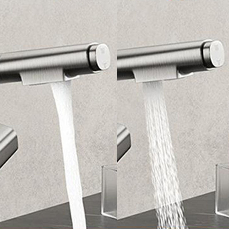 Contemporary Style Faucets Widespread Knob Handles Faucets for Bathroom Clearhalo 'Bathroom Remodel & Bathroom Fixtures' 'Bathroom Sink Faucets' 'Bathroom Sinks & Faucet Components' 'bathroom_sink_faucets' 'Home Improvement' 'home_improvement' 'home_improvement_bathroom_sink_faucets' 6039829