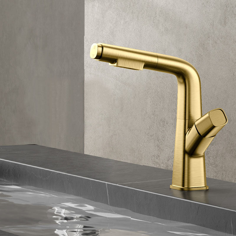 Single Handle Bathroom Faucet Modern Style Widespread Sink Faucet with Brass Material Gold Clearhalo 'Bathroom Remodel & Bathroom Fixtures' 'Bathroom Sink Faucets' 'Bathroom Sinks & Faucet Components' 'bathroom_sink_faucets' 'Home Improvement' 'home_improvement' 'home_improvement_bathroom_sink_faucets' 6039895