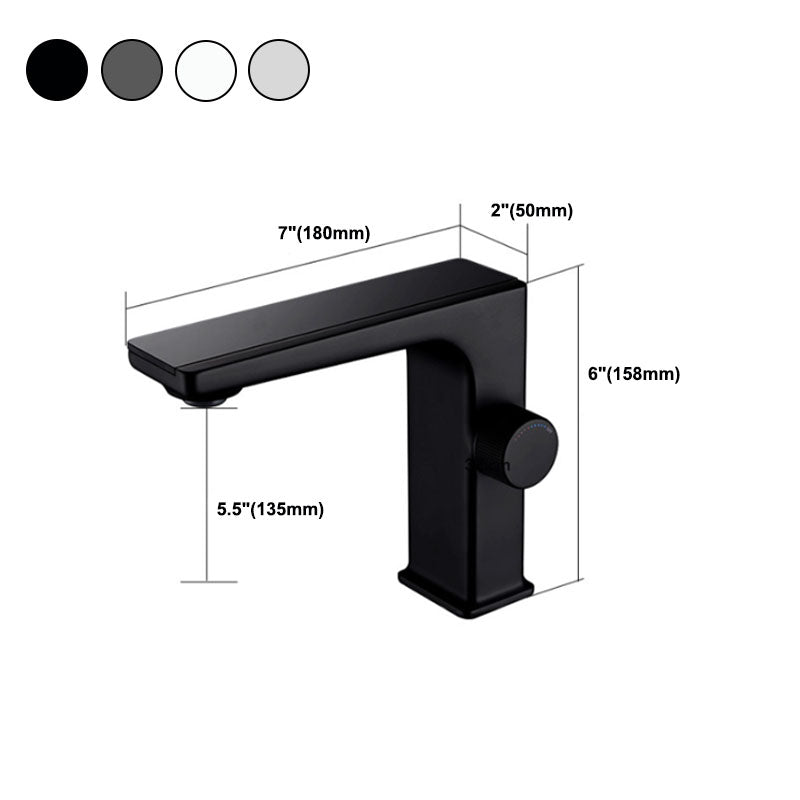 Contemporary Faucet Solid Color Metal LED Vanity Sink Faucet for Bathroom Clearhalo 'Bathroom Remodel & Bathroom Fixtures' 'Bathroom Sink Faucets' 'Bathroom Sinks & Faucet Components' 'bathroom_sink_faucets' 'Home Improvement' 'home_improvement' 'home_improvement_bathroom_sink_faucets' 6039941