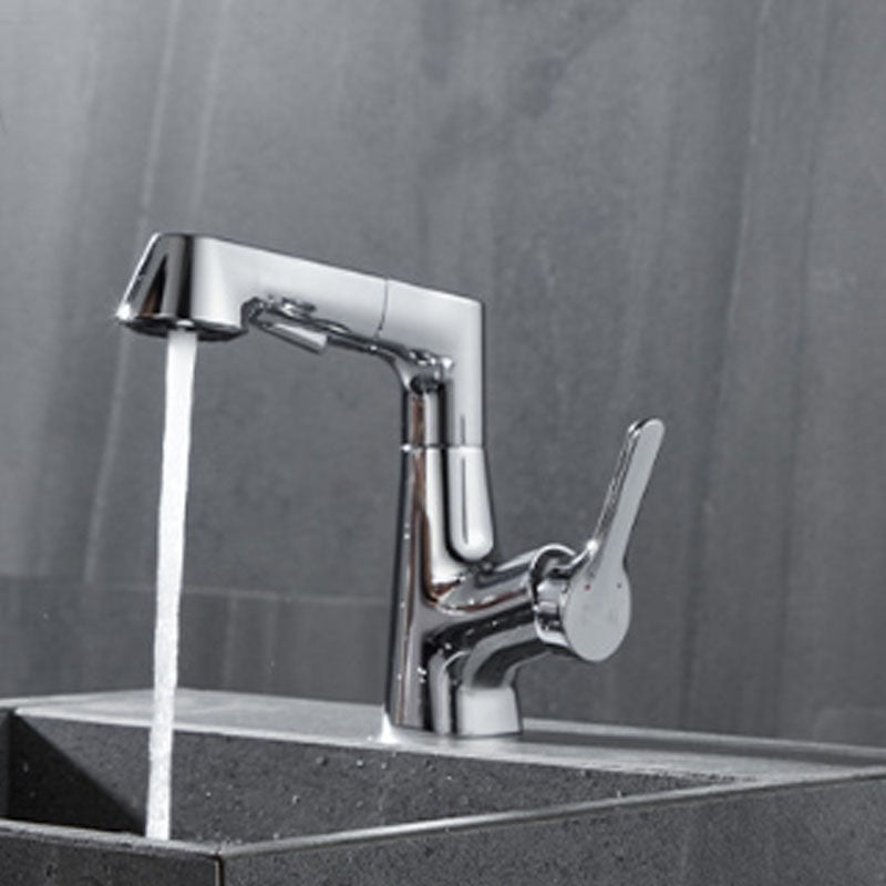 Modern Vessel Sink Faucet Brass Lever Handles Swivel Spout Bathroom Vessel Faucet Prata Clearhalo 'bathroom_sink_faucets' 'Conjuntos de Torneiras de Lavatório e Banheiro' 'home_improvement' 'home_improvement_bathroom_sink_faucets' 'Mobiliário Doméstico' 'Página inicial' 'Renovação e equipamento de casa de banho' 'Torneira para lavatório de banheiro' 6039943