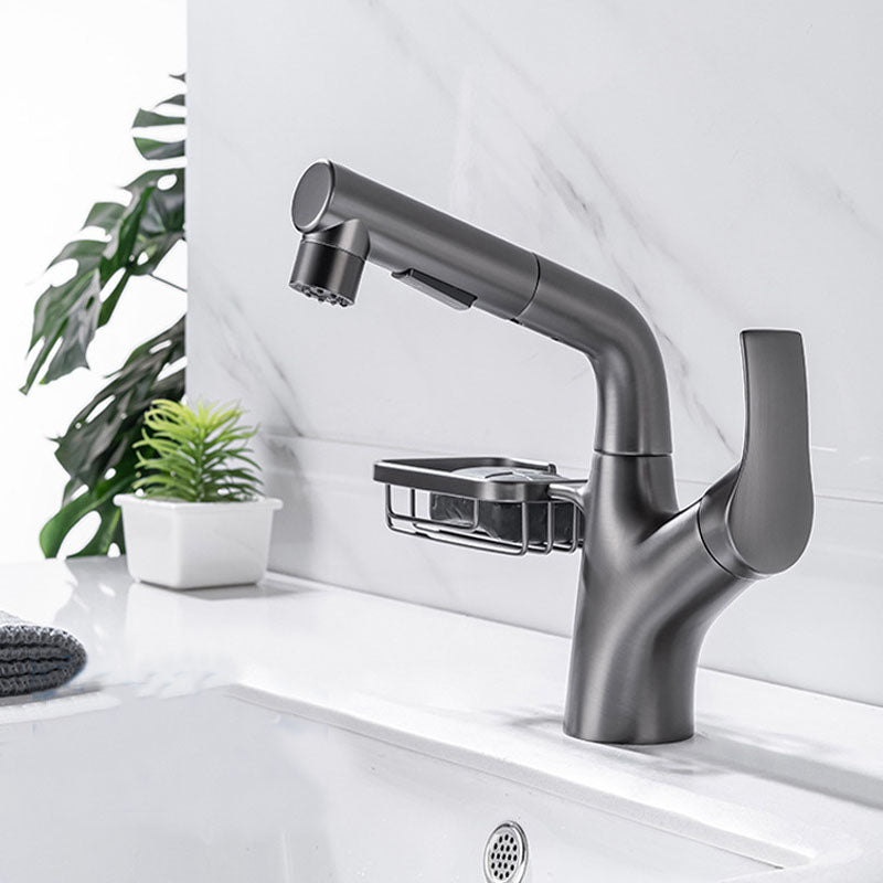 Industrial Sink Faucet Solid Color Centerset Bathroom Sink Faucet with Drain Assembly Gris Industrial Clearhalo 'bathroom_sink_faucets' 'Conjunta de Baño y Conjunta de Grifo' 'Coronamiento de Baño y Dispositivo de Baño' 'Grifo del lavabo del baño' 'Hogar' 'home_improvement' 'home_improvement_bathroom_sink_faucets' 'Mejoras para el hogar' 6039965