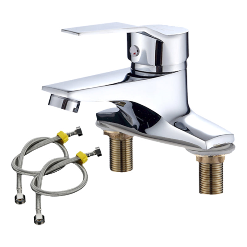 1or2-Handle Brushed Nickel Widespread Faucet 2 Hole Centerset Bathroom Sink Faucet 6.5" Supply Lines Included Clearhalo 'Bathroom Remodel & Bathroom Fixtures' 'Bathroom Sink Faucets' 'Bathroom Sinks & Faucet Components' 'bathroom_sink_faucets' 'Home Improvement' 'home_improvement' 'home_improvement_bathroom_sink_faucets' 6040013
