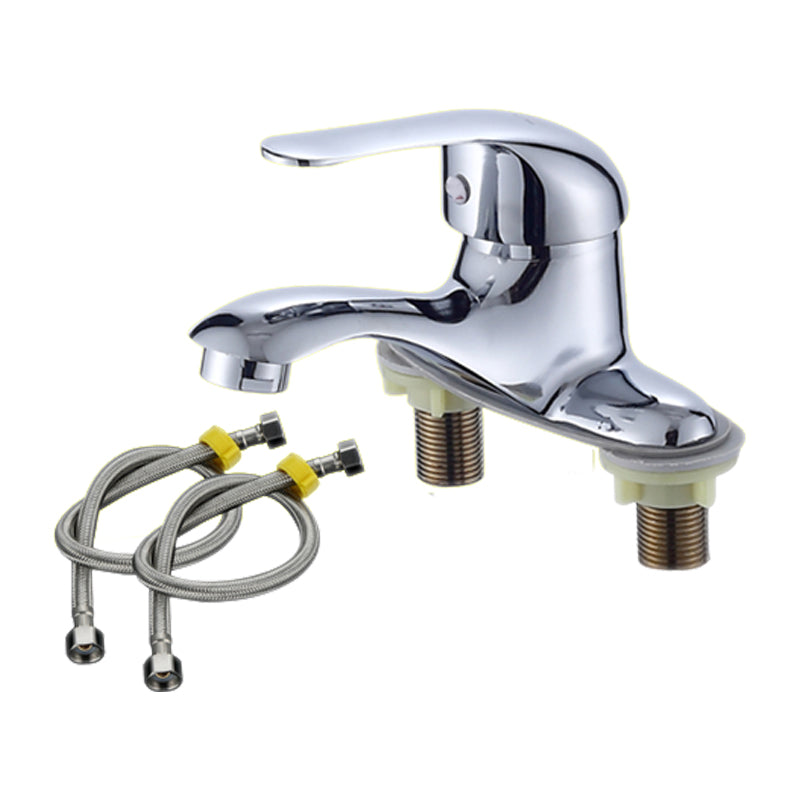 1or2-Handle Brushed Nickel Widespread Faucet 2 Hole Centerset Bathroom Sink Faucet 5.5" Supply Lines Included Clearhalo 'Bathroom Remodel & Bathroom Fixtures' 'Bathroom Sink Faucets' 'Bathroom Sinks & Faucet Components' 'bathroom_sink_faucets' 'Home Improvement' 'home_improvement' 'home_improvement_bathroom_sink_faucets' 6040024
