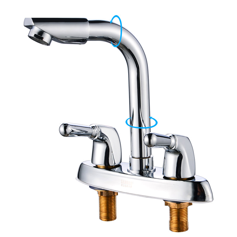 2-Handle Brushed Nickel Widespread Faucet 2 Hole Centerset Bathroom Sink Faucet with Brass Chrome Clearhalo 'Bathroom Remodel & Bathroom Fixtures' 'Bathroom Sink Faucets' 'Bathroom Sinks & Faucet Components' 'bathroom_sink_faucets' 'Home Improvement' 'home_improvement' 'home_improvement_bathroom_sink_faucets' 6040052