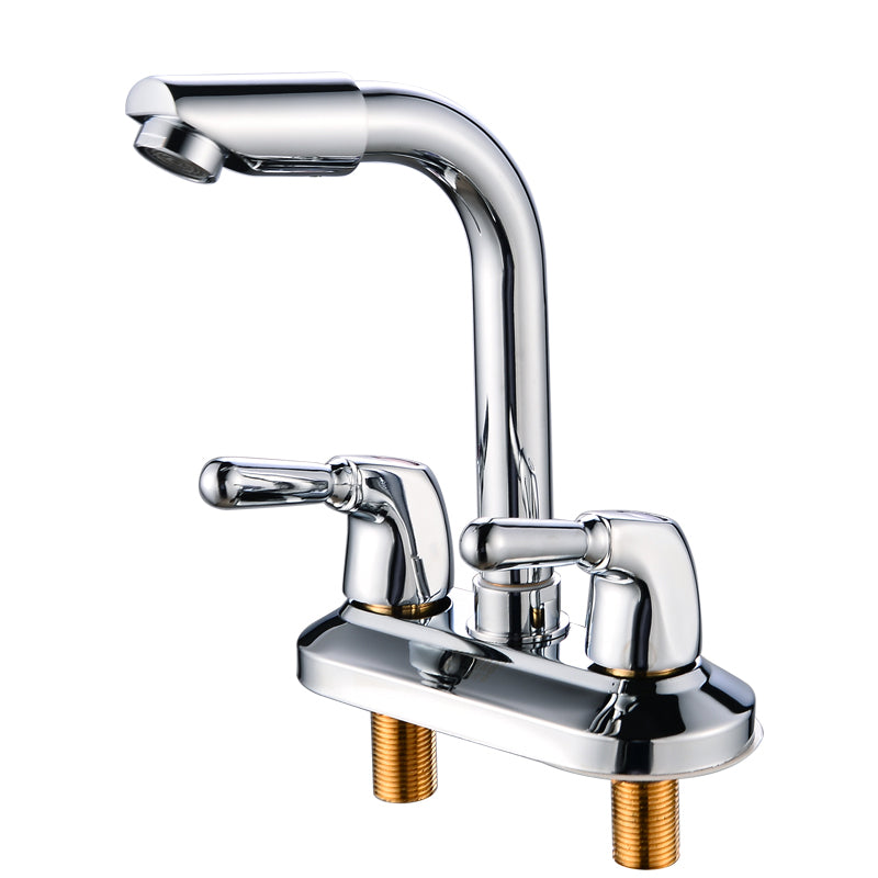 2-Handle Brushed Nickel Widespread Faucet 2 Hole Centerset Bathroom Sink Faucet with Brass Clearhalo 'Bathroom Remodel & Bathroom Fixtures' 'Bathroom Sink Faucets' 'Bathroom Sinks & Faucet Components' 'bathroom_sink_faucets' 'Home Improvement' 'home_improvement' 'home_improvement_bathroom_sink_faucets' 6040057