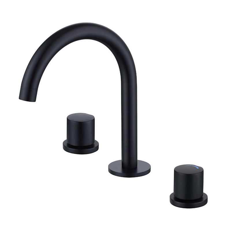 Circular 2-Handle Bathroom Faucet with Copper 3-Hole Widespread Bathroom Sink Faucet Negro 33,02cm Clearhalo 'bathroom_sink_faucets' 'Conjunta de Baño y Conjunta de Grifo' 'Coronamiento de Baño y Dispositivo de Baño' 'Grifo del lavabo del baño' 'Hogar' 'home_improvement' 'home_improvement_bathroom_sink_faucets' 'Mejoras para el hogar' 6040089