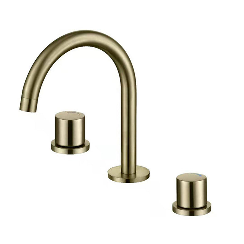 Circular 2-Handle Bathroom Faucet with Copper 3-Hole Widespread Bathroom Sink Faucet Dorado 33,02cm Clearhalo 'bathroom_sink_faucets' 'Conjunta de Baño y Conjunta de Grifo' 'Coronamiento de Baño y Dispositivo de Baño' 'Grifo del lavabo del baño' 'Hogar' 'home_improvement' 'home_improvement_bathroom_sink_faucets' 'Mejoras para el hogar' 6040091