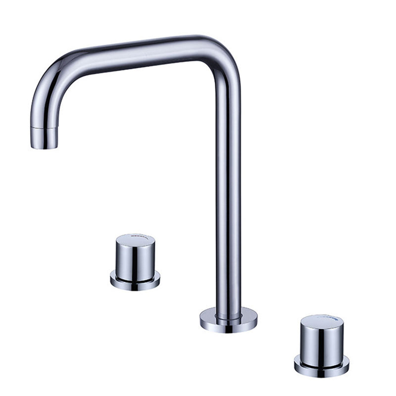 Circular 2-Handle Bathroom Faucet with Copper 3-Hole Widespread Bathroom Sink Faucet Cromo 26,67cm Clearhalo 'bathroom_sink_faucets' 'Conjunta de Baño y Conjunta de Grifo' 'Coronamiento de Baño y Dispositivo de Baño' 'Grifo del lavabo del baño' 'Hogar' 'home_improvement' 'home_improvement_bathroom_sink_faucets' 'Mejoras para el hogar' 6040097