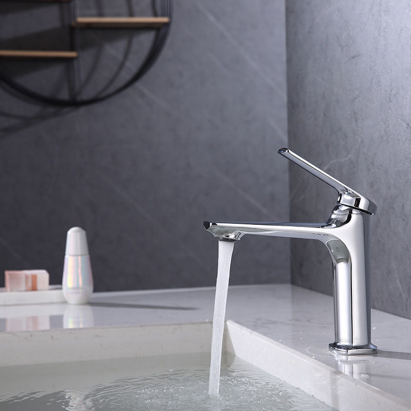 Modern Vessel Faucet Brass Lever Handles Low Arc Basin Lavatory Faucet Chrome Clearhalo 'Bathroom Remodel & Bathroom Fixtures' 'Bathroom Sink Faucets' 'Bathroom Sinks & Faucet Components' 'bathroom_sink_faucets' 'Home Improvement' 'home_improvement' 'home_improvement_bathroom_sink_faucets' 6040691