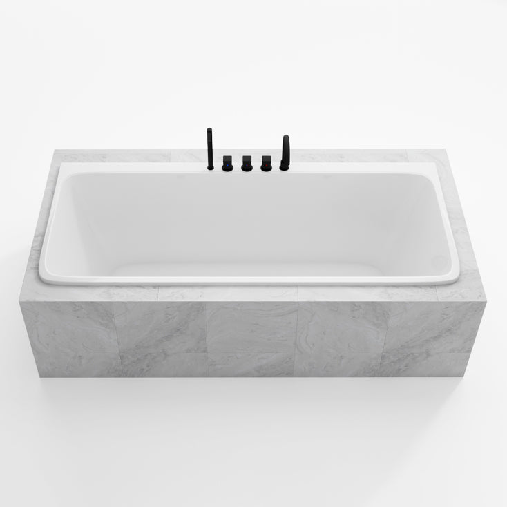 Modern Rectangular Drop-in Bathtub Acrylic White Bath Tub for Home Tub with Deck Faucets Clearhalo 'Bathroom Remodel & Bathroom Fixtures' 'Bathtubs' 'Home Improvement' 'home_improvement' 'home_improvement_bathtubs' 'Showers & Bathtubs' 6042703