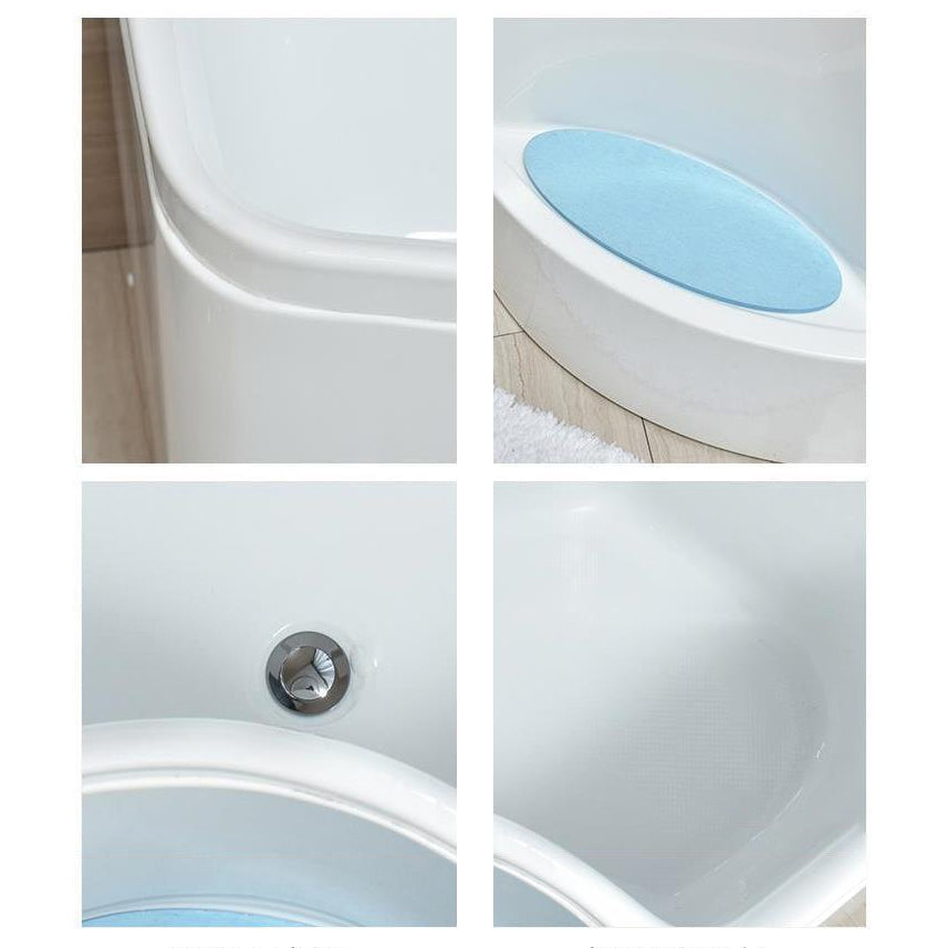 Corner Acrylic-Fiberglass Bathtub Modern White Soaking Bath Tub - Clearhalo