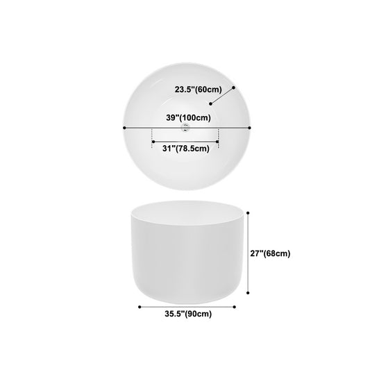 Modern Round Acrylic Bath Tub 26.77" H Freestanding Bathtub for Home Clearhalo 'Bathroom Remodel & Bathroom Fixtures' 'Bathtubs' 'Home Improvement' 'home_improvement' 'home_improvement_bathtubs' 'Showers & Bathtubs' 6042923