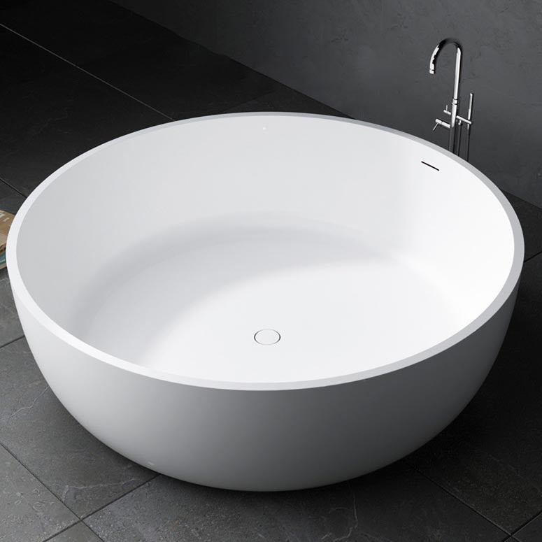 Modern Artificial White Stone Tub Round Freestanding Bathtub 47"L x 47"W x 22"H Clearhalo 'Bathroom Remodel & Bathroom Fixtures' 'Bathtubs' 'Home Improvement' 'home_improvement' 'home_improvement_bathtubs' 'Showers & Bathtubs' 6042925