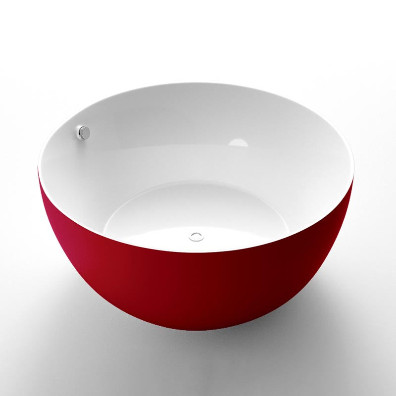 Modern Acrylic Bathtub Round Freestanding Tub for Home and Hotel Red 43"L x 43"W x 26"H Clearhalo 'Bathroom Remodel & Bathroom Fixtures' 'Bathtubs' 'Home Improvement' 'home_improvement' 'home_improvement_bathtubs' 'Showers & Bathtubs' 6042940