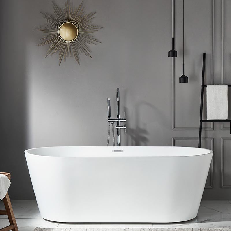 Modern Freestanding Bathtub White Acrylic Bath Tub for Home and Hotel Clearhalo 'Bathroom Remodel & Bathroom Fixtures' 'Bathtubs' 'Home Improvement' 'home_improvement' 'home_improvement_bathtubs' 'Showers & Bathtubs' 6043026