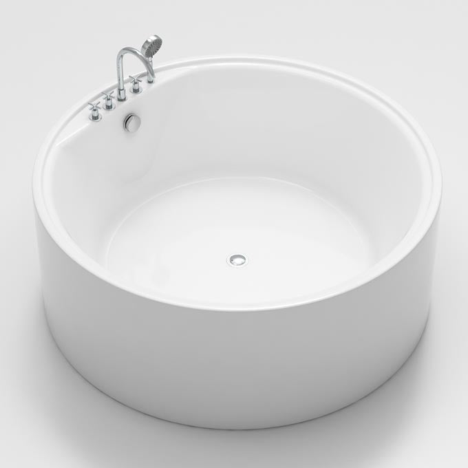 Modern Round Freestanding Bathtub Acrylic White Bath Tub for Home Massage Not Included Tub with Silver 5-Piece Set Clearhalo 'Bathroom Remodel & Bathroom Fixtures' 'Bathtubs' 'Home Improvement' 'home_improvement' 'home_improvement_bathtubs' 'Showers & Bathtubs' 6043400