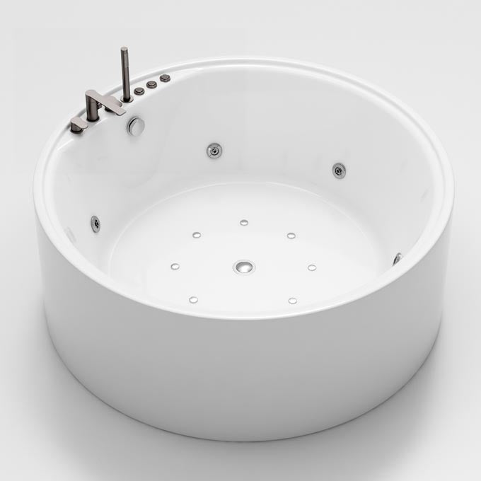 Modern Round Freestanding Bathtub Acrylic White Bath Tub for Home Massage & Aerator Tub with Gray 4-Piece Set Clearhalo 'Bathroom Remodel & Bathroom Fixtures' 'Bathtubs' 'Home Improvement' 'home_improvement' 'home_improvement_bathtubs' 'Showers & Bathtubs' 6043405