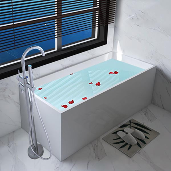 Modern Rectangular Tub Acrylic Freestanding Bathtub for Home White Tub with Silver Faucet Clearhalo 'Bathroom Remodel & Bathroom Fixtures' 'Bathtubs' 'Home Improvement' 'home_improvement' 'home_improvement_bathtubs' 'Showers & Bathtubs' 6043485