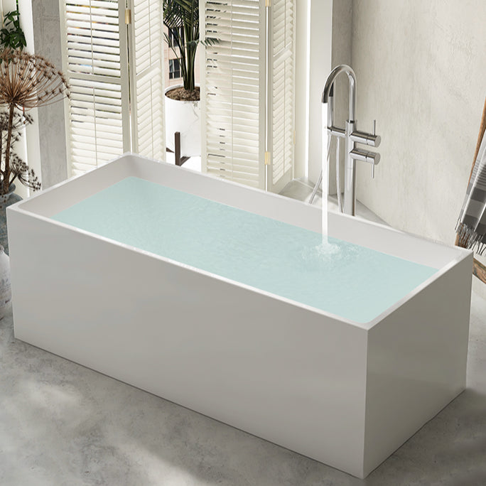 Modern Rectangular Tub Acrylic Freestanding Bathtub for Home Clearhalo 'Bathroom Remodel & Bathroom Fixtures' 'Bathtubs' 'Home Improvement' 'home_improvement' 'home_improvement_bathtubs' 'Showers & Bathtubs' 6043486