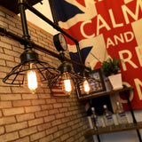 Conic Cage Metal Shade Island Ceiling Light Vintage 3-Bulb Coffee Shop Black Pendant Lamp with Water Tap Clearhalo 'Ceiling Lights' 'Island Lights' Lighting' 605595