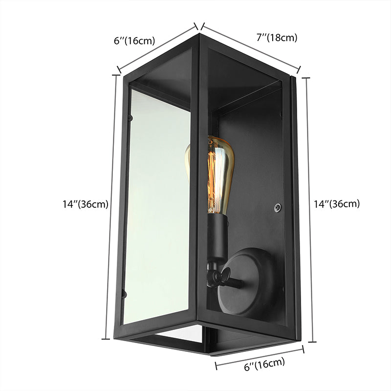 1 Light Rectangle Sconce Light Fixture Traditional Black Clear Glass Wall Lamp for Bedroom, Up/Down Clearhalo 'Cast Iron' 'Glass' 'Industrial wall lights' 'Industrial' 'Middle century wall lights' 'Modern' 'Tiffany' 'Traditional wall lights' 'Wall Lamps & Sconces' 'Wall Lights' Lighting' 605730