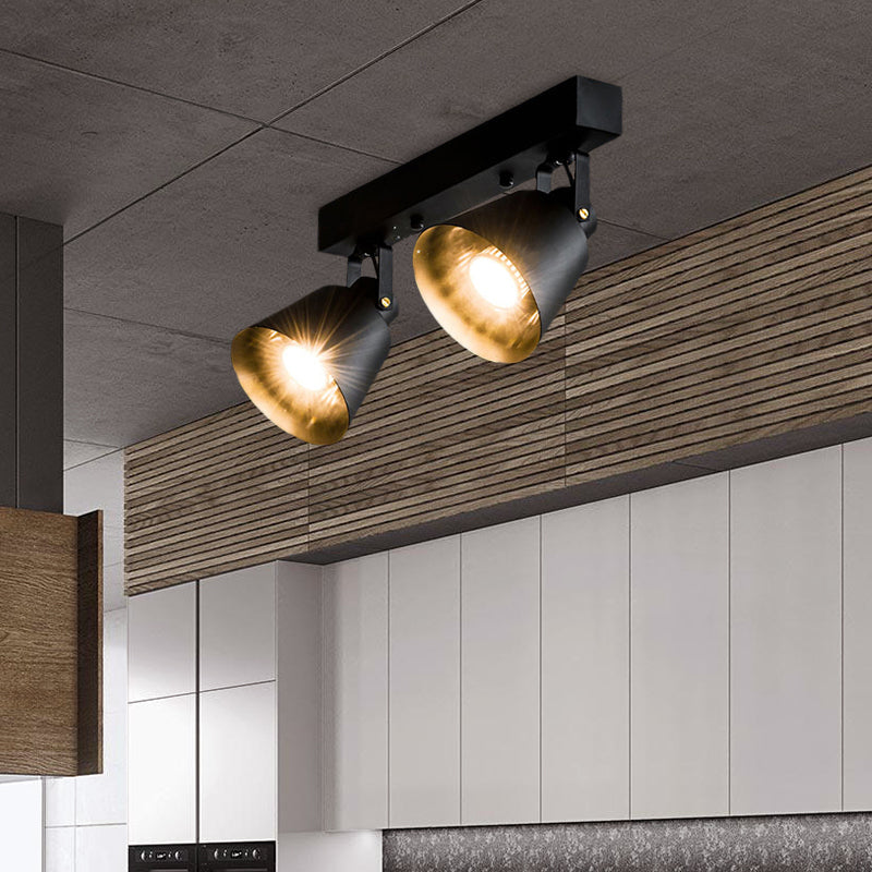 2/3/4 Lights Bucket Ceiling Light Fixture Loft Stylish Black/White Finish Metal Rotatable Semi Flush Mount Lighting Clearhalo 'Ceiling Lights' 'Close To Ceiling Lights' 'Close to ceiling' 'Semi-flushmount' Lighting' 605827