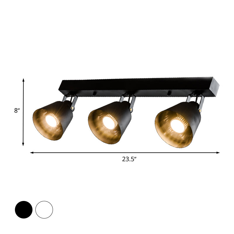 2/3/4 Lights Bucket Ceiling Light Fixture Loft Stylish Black/White Finish Metal Rotatable Semi Flush Mount Lighting Clearhalo 'Ceiling Lights' 'Close To Ceiling Lights' 'Close to ceiling' 'Semi-flushmount' Lighting' 605834