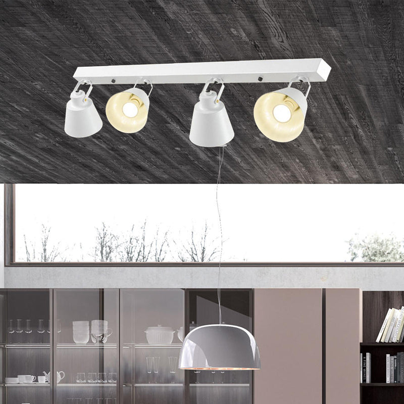 2/3/4 Lights Bucket Ceiling Light Fixture Loft Stylish Black/White Finish Metal Rotatable Semi Flush Mount Lighting Clearhalo 'Ceiling Lights' 'Close To Ceiling Lights' 'Close to ceiling' 'Semi-flushmount' Lighting' 605849