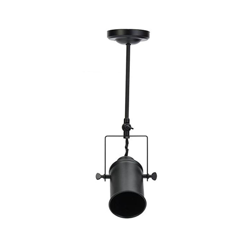 Cylinder Dining Room Semi-Flush Light Industrial Style Metallic 1/2/3-Head Black/White Rotatable Track Fixture Clearhalo 'Ceiling Lights' 'Close To Ceiling Lights' 'Close to ceiling' 'Semi-flushmount' Lighting' 606006