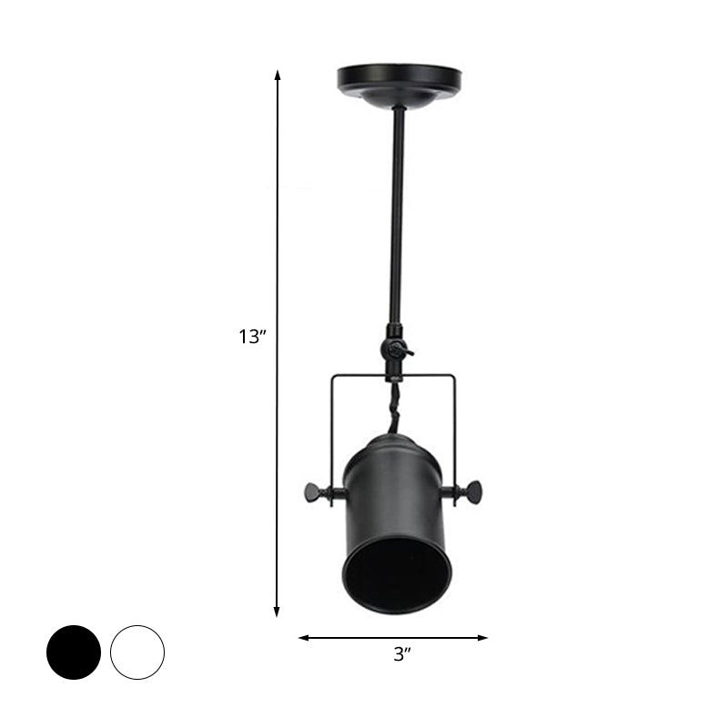 Cylinder Dining Room Semi-Flush Light Industrial Style Metallic 1/2/3-Head Black/White Rotatable Track Fixture Clearhalo 'Ceiling Lights' 'Close To Ceiling Lights' 'Close to ceiling' 'Semi-flushmount' Lighting' 606007