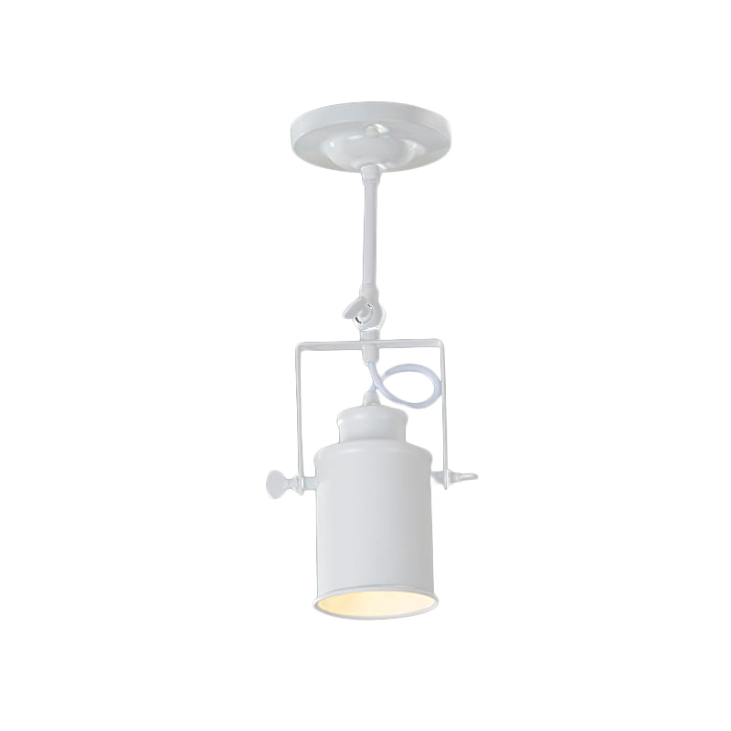 Cylinder Dining Room Semi-Flush Light Industrial Style Metallic 1/2/3-Head Black/White Rotatable Track Fixture Clearhalo 'Ceiling Lights' 'Close To Ceiling Lights' 'Close to ceiling' 'Semi-flushmount' Lighting' 606025