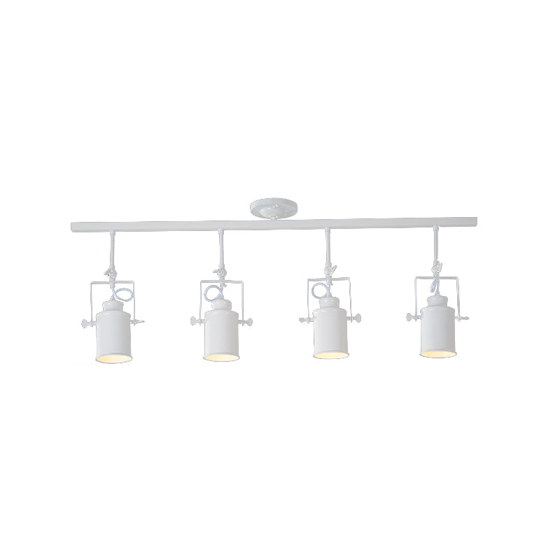 Cylinder Dining Room Semi-Flush Light Industrial Style Metallic 1/2/3-Head Black/White Rotatable Track Fixture Clearhalo 'Ceiling Lights' 'Close To Ceiling Lights' 'Close to ceiling' 'Semi-flushmount' Lighting' 606037