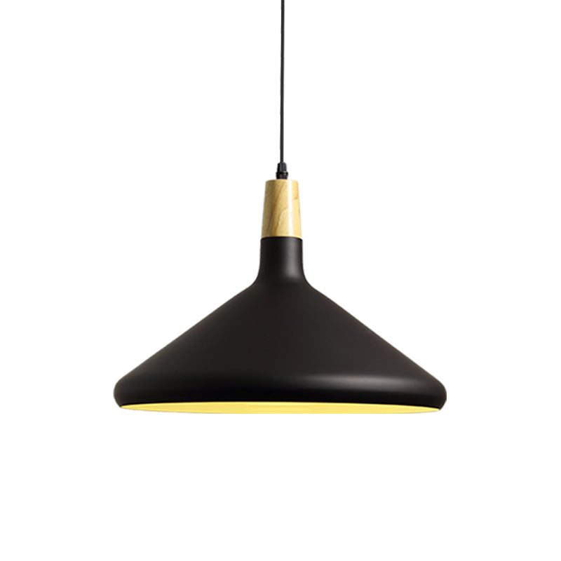 7"/11"/15" W Cone Dining Table Pendant Lighting Simple Style Metallic 1 Head Hanging Lamp with Adjustable Cord in Black/Grey/White Clearhalo 'Ceiling Lights' 'Modern Pendants' 'Modern' 'Pendant Lights' 'Pendants' Lighting' 606163