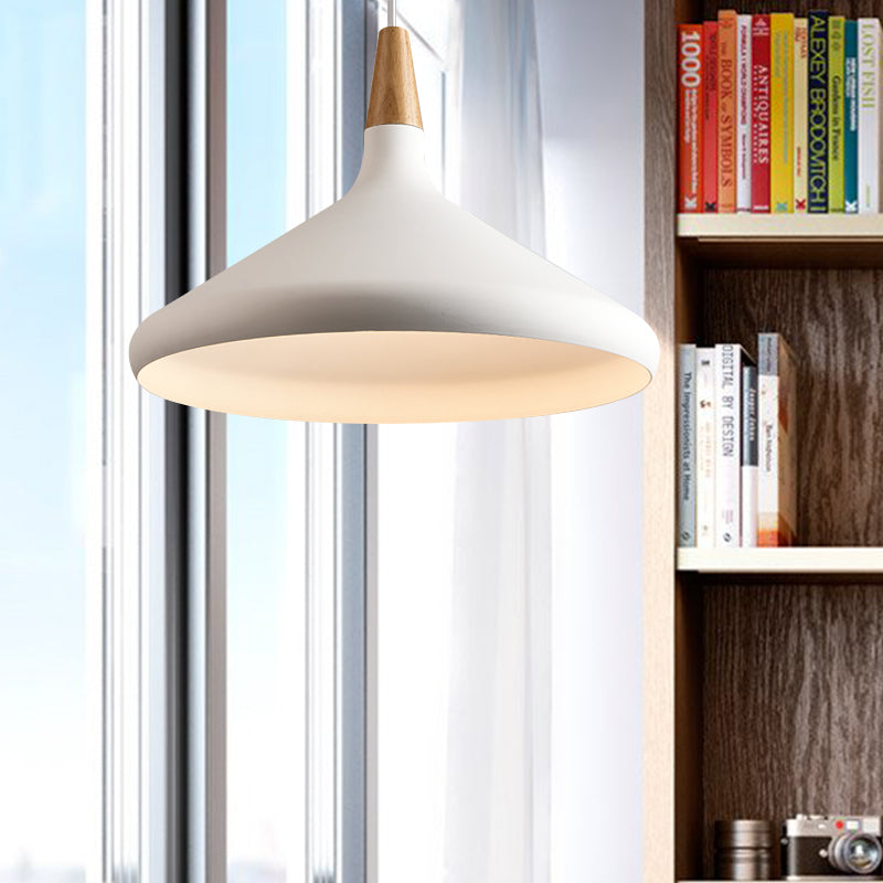 7"/11"/15" W Cone Dining Table Pendant Lighting Simple Style Metallic 1 Head Hanging Lamp with Adjustable Cord in Black/Grey/White Clearhalo 'Ceiling Lights' 'Modern Pendants' 'Modern' 'Pendant Lights' 'Pendants' Lighting' 606171