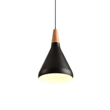 7"/11"/15" W Cone Dining Table Pendant Lighting Simple Style Metallic 1 Head Hanging Lamp with Adjustable Cord in Black/Grey/White Clearhalo 'Ceiling Lights' 'Modern Pendants' 'Modern' 'Pendant Lights' 'Pendants' Lighting' 606190