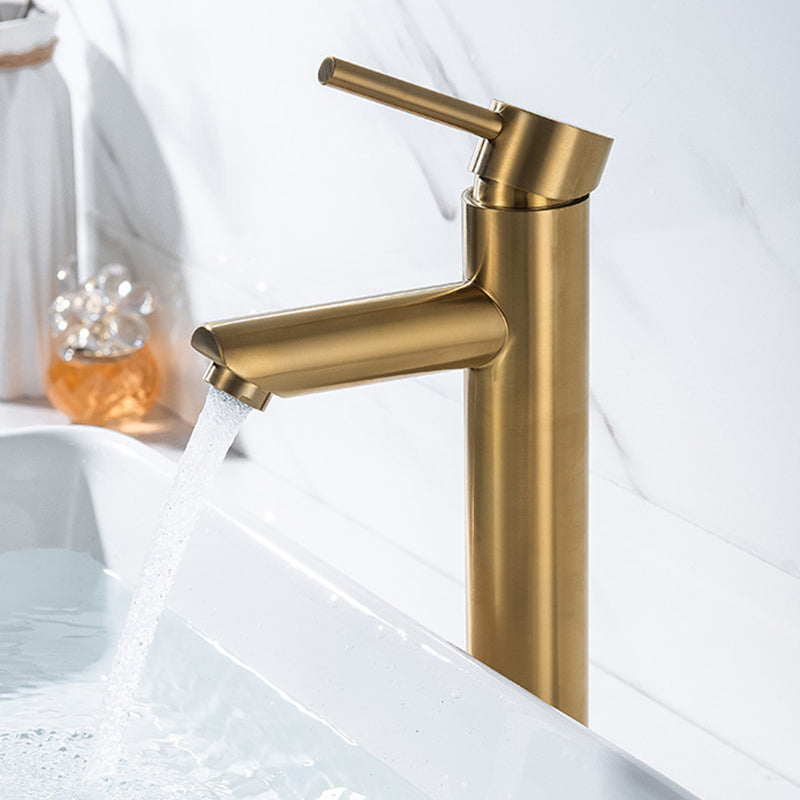 1-Handle Gold Nickel Widespread Faucet Single Hole Lever Vessel Sink Faucet with Drain Clearhalo 'Bathroom Remodel & Bathroom Fixtures' 'Bathroom Sink Faucets' 'Bathroom Sinks & Faucet Components' 'bathroom_sink_faucets' 'Home Improvement' 'home_improvement' 'home_improvement_bathroom_sink_faucets' 6065021